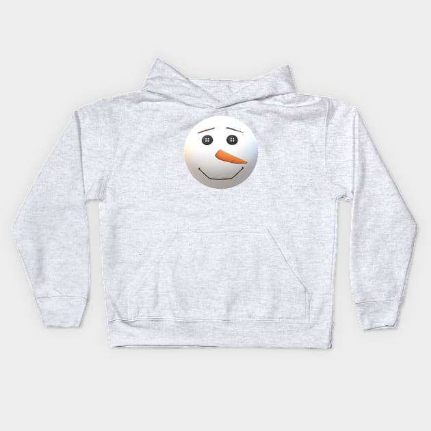 Happy Snowman Face (Green Background) Kids Hoodie by Art By LM Designs 